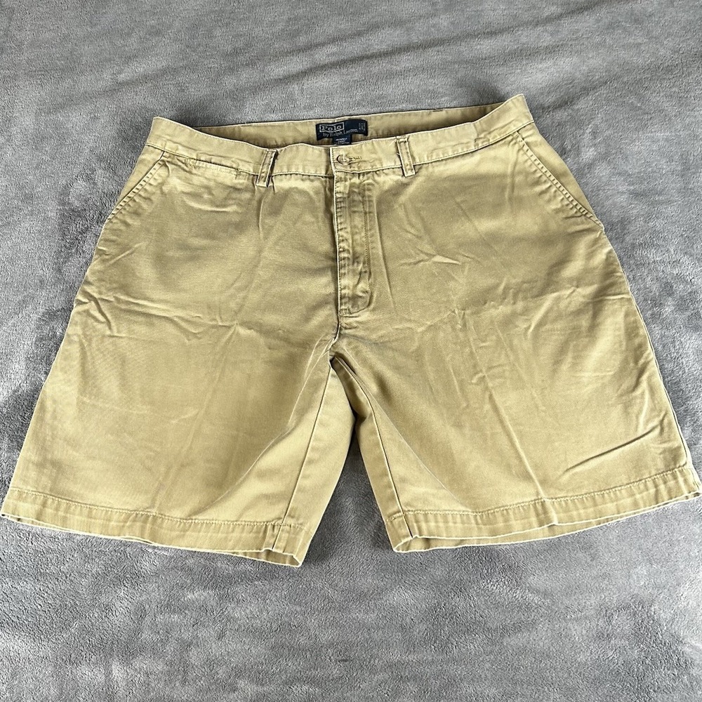 VTG Polo Ralph Lauren Men's Prospect Shorts Sz 40 Dark Khaki Chino 9" Flat Front